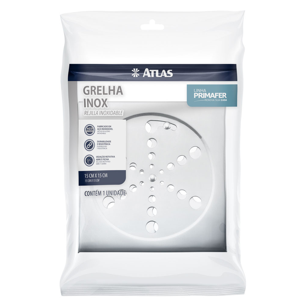 GRELHA INOX PRIMAFER 150X150MM QUADRADO S/CAIXILHO – ATLAS