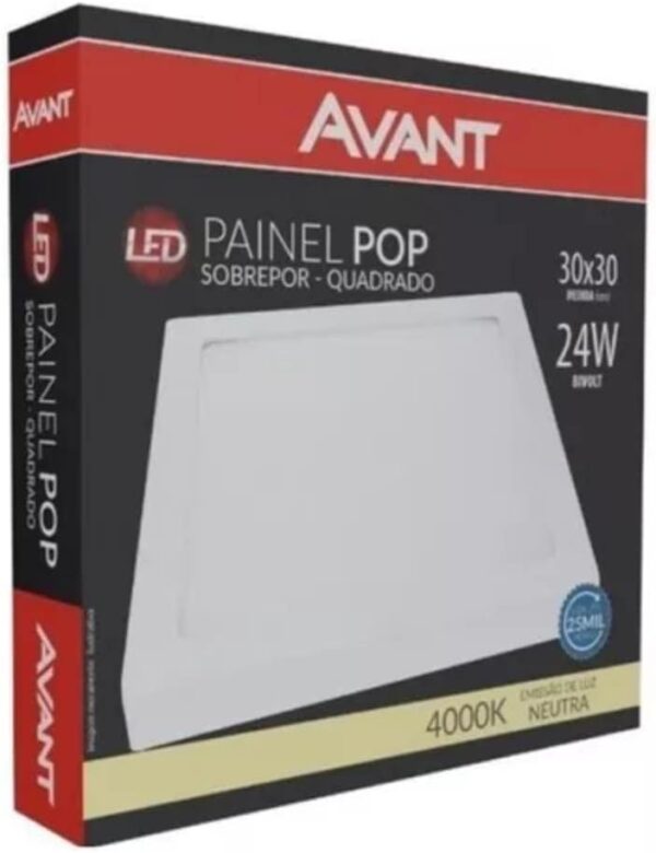 PAINEL LED POP EMBUTIR QUADRADO 3,0K 24W BIV  - AVANT