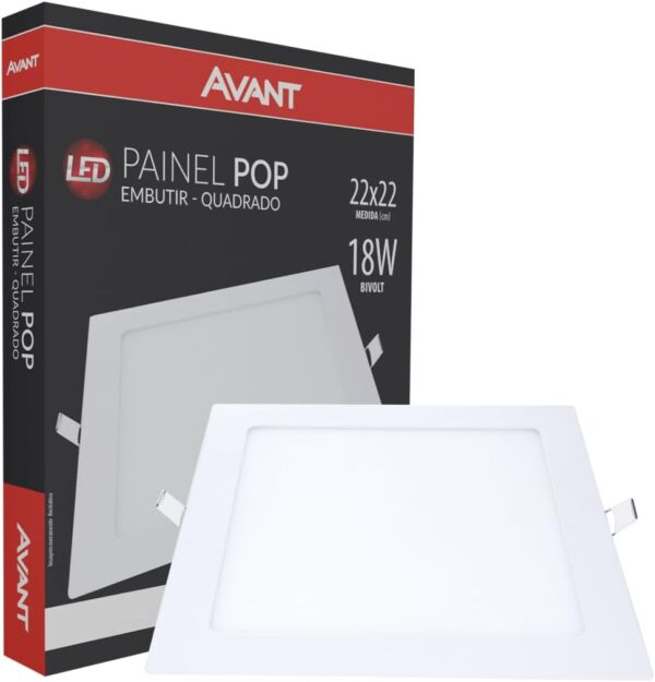 PAINEL LED POP EMBUTIR QUADRADO 6,5K 18W BIV  - AVANT