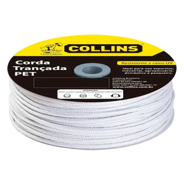 CORDA TRANÇADA DE POLIPROPILENO 3MM BRANCA - COLLINS