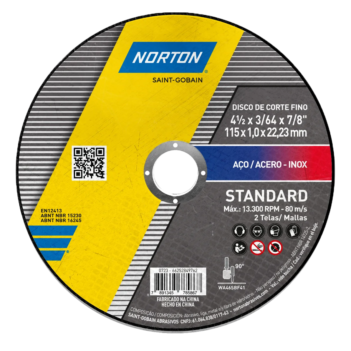 DISCO DE CORTE INOX 115X1X22 – NORTON