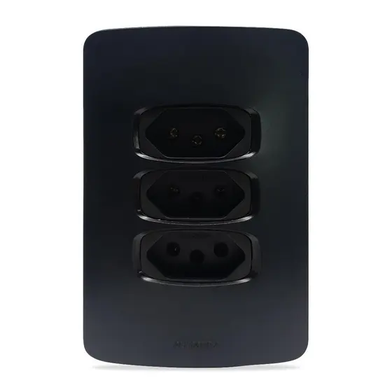 TOMADA TRIPLA 4X2 10A PRETO – ALUMBRA