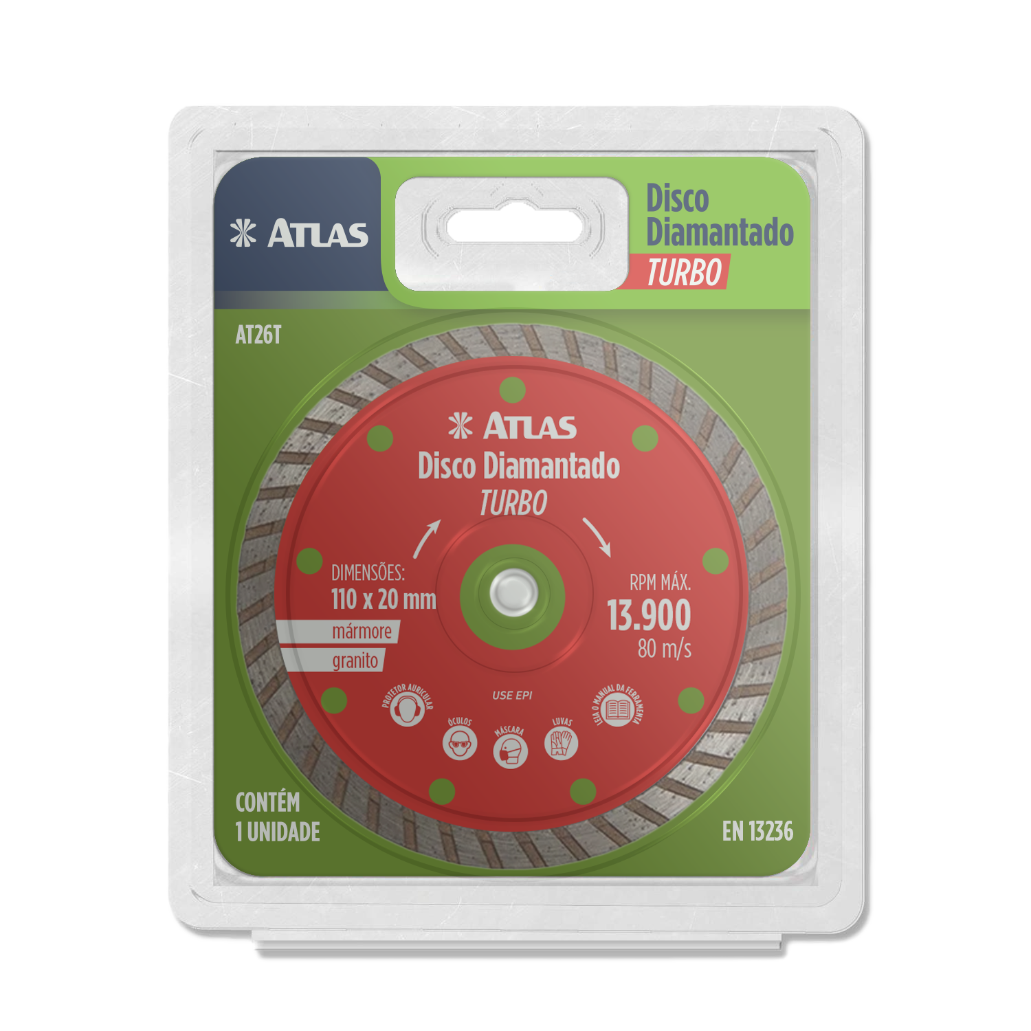 DISCO DE CORTE DIAMANTADO TURBO 110MM – ATLAS