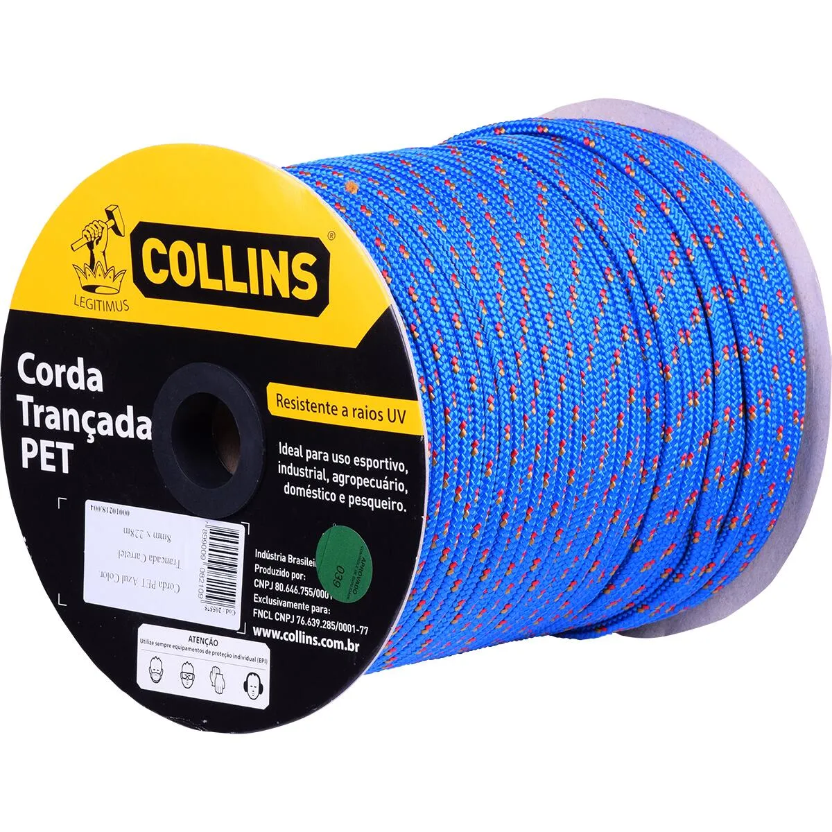 CORDA TRANÇADA DE POLIPROPILENO 8MM COLORIDA – COLLINS